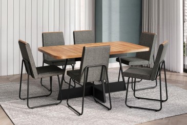 Mesa ATRIA Rectangular acabado Nogal y Negro 160 cm | Atrapamuebles