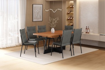 Mesa ATRIA Rectangular acabado Nogal y Negro 160 cm | Atrapamuebles