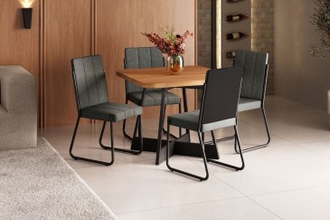 Mesa ATRIA Cuadrada acabado Nogal y Negro 90x90 cm | Atrapamuebles