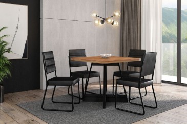 Mesa ATRIA Cuadrada acabado Nogal y Negro 90x90 cm | Atrapamuebles
