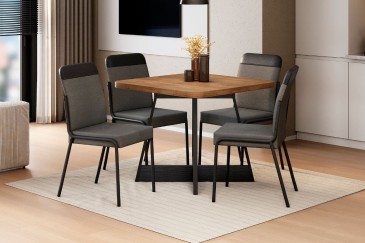 Mesa ATRIA Cuadrada acabado Nogal y Negro 90x90 cm | Atrapamuebles