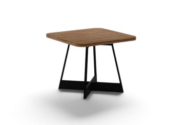 Mesa ATRIA Quadrada acabamento Nogueira e Preto 90x90 cm | Atrapamuebles