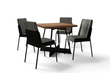 Mesa ATRIA Quadrada acabamento Nogueira e Preto 90x90 cm | Atrapamuebles