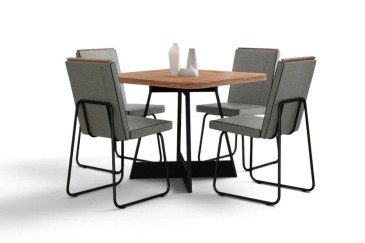 Mesa ATRIA Cuadrada acabado Nogal y Negro 90x90 cm | Atrapamuebles