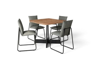 Mesa ATRIA Cuadrada acabado Nogal y Negro 90x90 cm | Atrapamuebles