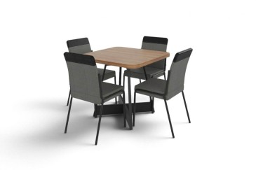 Mesa ATRIA Quadrada acabamento Nogueira e Preto 90x90 cm | Atrapamuebles