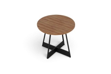 Mesa ATRIA Redonda acabamento Nogueira e Preto 99 cm | Atrapamuebles