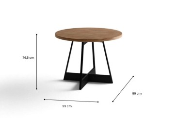 Mesa ATRIA Redonda acabado Nogal y Negro 99 cm | Atrapamuebles