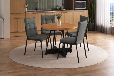 Mesa ATRIA Redonda acabado Nogal y Negro 99 cm | Atrapamuebles