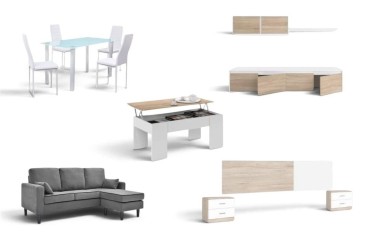 Apartamento Completo 15 - PIMS COUPLE (CH Cinzento, Pack Mesa e Cadeiras Branco)