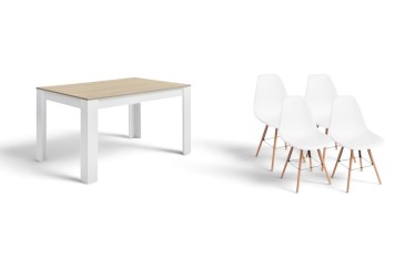 Pack Mesa VINTIMILIA + 4 Cadeiras BEECH Brancas