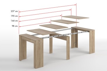 Mesa Consola comedor extensible. 4 en 1 De cónsola a mesa extensible de 236 cm en un solo mueble