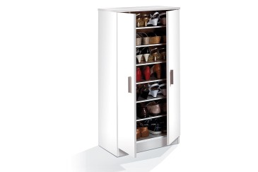 Sapateira 2 portas e 6 prateleiras em branco suave (mate) ao MELHOR PREÇO