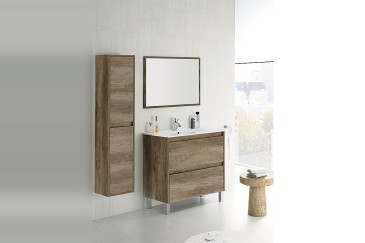 Mueble de baño 80 cm con 2 cajones en color Roble NORDIK
