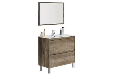 Mueble de baño 80 cm con 2 cajones en color Roble NORDIK