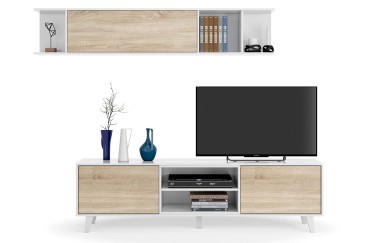 Mobiliário para sala de estar - sala de jantar ZAIKEN PLUS em carvalho canadiano e branco brilhante ao MELHOR PREÇO
