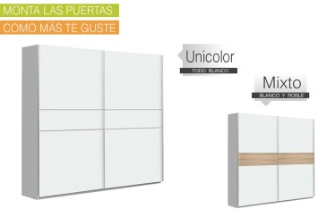 Armario 2 puertas correderas 200 cm en color Blanco