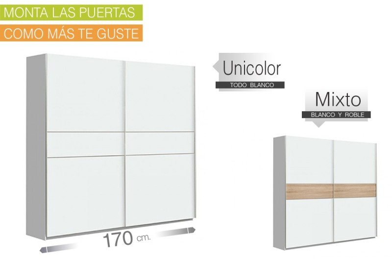 COMPRA ESTE MODERNO ARMARIO BLANCO CON PUERTAS CORREDERAS DE AZOR. ¡MUY  ECONÓMICO!