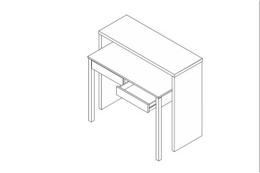 Mesa escritorio extensible. 2 en 1 De cónsola a mesa escritorio extensible de 70 cm en un solo mueble