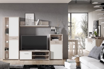 Mueble de salón - comedor moderno GULADA Roble y Blanco al MEJOR PRECIO