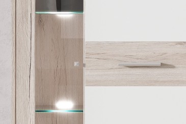 Mueble de salón - comedor moderno GULADA Roble y Blanco al MEJOR PRECIO