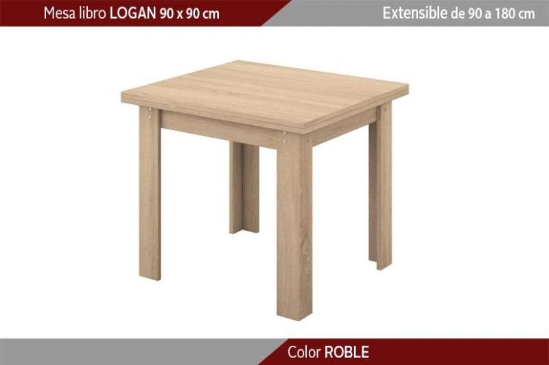 Mesa comedor Libro LOGAN Cuadrada y Extensible Mesa comedor Libro LOGAN Cuadrada y Extensible