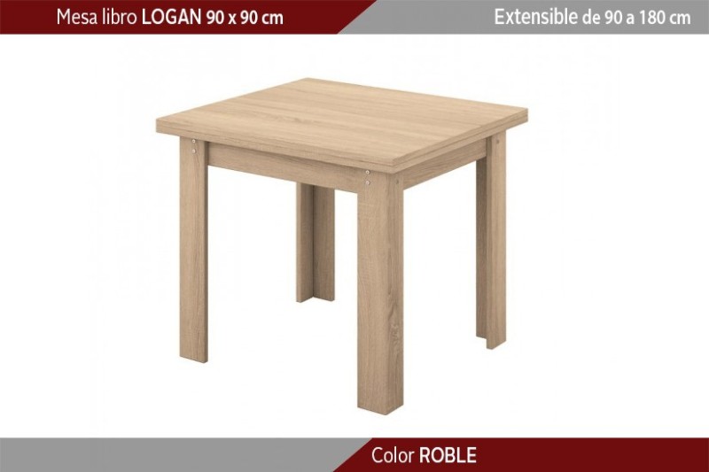 Mesa de comedor cuadrada LOGAN extensible en color Cambrian de 90x90  extensible a 180 al MEJOR