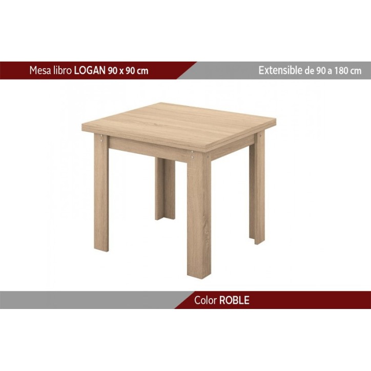 Mesa de comedor cuadrada LOGAN extensible en color Cambrian de 90x90 extensible a 180 al MEJOR PRECIO