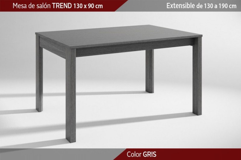 Mesa comedor TREND Gris Extensible 130x90