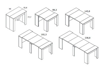 Mesa Consola comedor extensible. 4 en 1 De cónsola a mesa extensible de 238 cm en un solo mueble