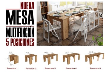 Mesa Consola comedor extensible. 4 en 1 De cónsola a mesa extensible de 238 cm en un solo mueble