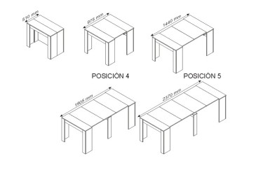 Mesa Consola comedor extensible. 4 en 1 De cónsola a mesa extensible de 236 cm en un solo mueble