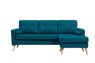 Sofá Chaiselongue Design 3P reversível em cor azul turquesa claro ao MELHOR PREÇO