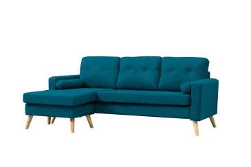 Sofá Chaiselongue de Diseño 3P reversible en color Azul Turquesa claro al MEJOR PRECIO