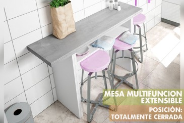 Mesa extensible 2 en 1 De cónsola a mesa escritorio extensible de 70 cm en un solo mueble