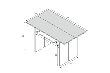 Mesa extensible 2 en 1 De cónsola a mesa escritorio extensible de 70 cm en un solo mueble