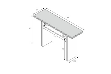 Mesa extensible 2 en 1 De cónsola a mesa escritorio extensible de 70 cm en un solo mueble