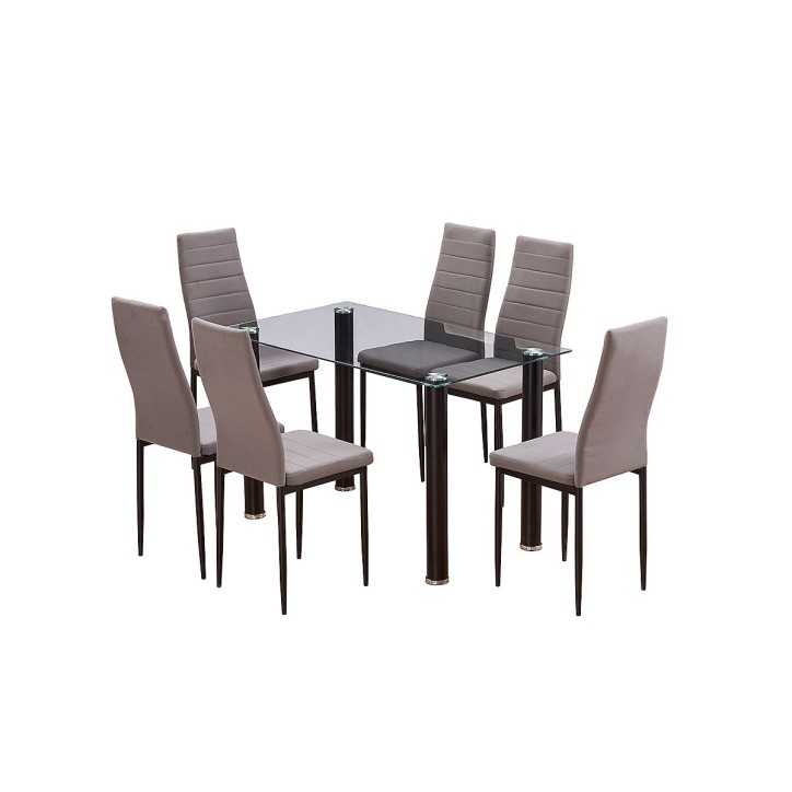 Ensemble de 6 chaises recouvertes de tissu gris