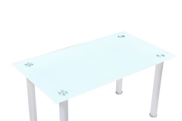 PACK de 1 Mesa de salón cristal Blanco + 4 Sillas en color Blanco
