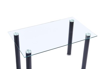 PACK de 1 Mesa de salón cristal Transparente + 6 Sillas en color gris