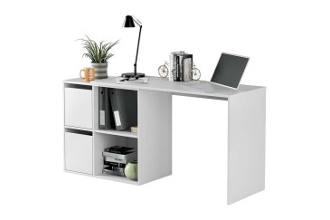 Mesa escritorio Oficina/Despacho con 2 cajones + 2 Huecos Blanco Artik