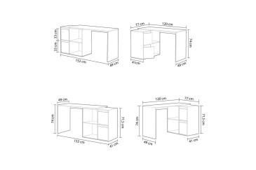 Mesa escritorio Oficina/Despacho con 2 cajones + 2 Huecos Blanco Artik