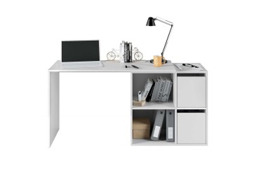 Mesa escritorio Oficina/Despacho con 2 cajones + 2 Huecos Blanco Artik