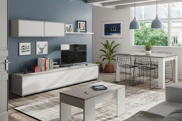 Mesa extensível para sala de jantar - sala de estar 40 - 190 cm. em Cimento e Branco Artik