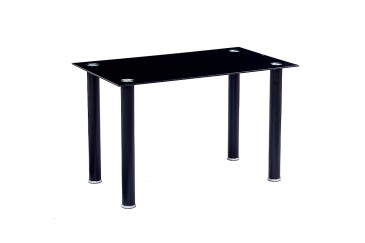 PACOTE de 1 mesa de centro de vidro branco + 4 cadeiras de cor preta