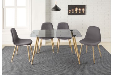 PACK Moderno Mesa de centro fixa 140x80 + 4 cadeiras em cinzento natural ao MELHOR PREÇO
