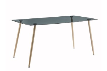 PACK Moderno Mesa de centro fixa 140x80 + 4 cadeiras em cinzento natural ao MELHOR PREÇO