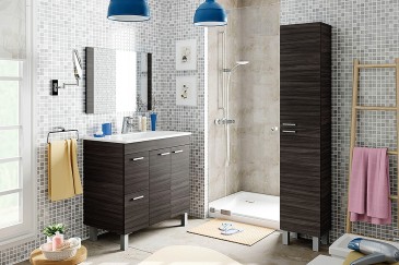 Mueble de baño 80 cm con 2 Puertas + 2 Cajones en color Gris Ceniza