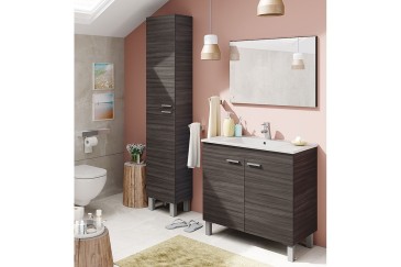 Mueble de baño 80 cm con 2 Puertas + 2 Cajones en color Gris Ceniza