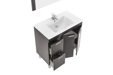 Mueble de baño 80 cm con 2 Puertas + 2 Cajones en color Gris Ceniza